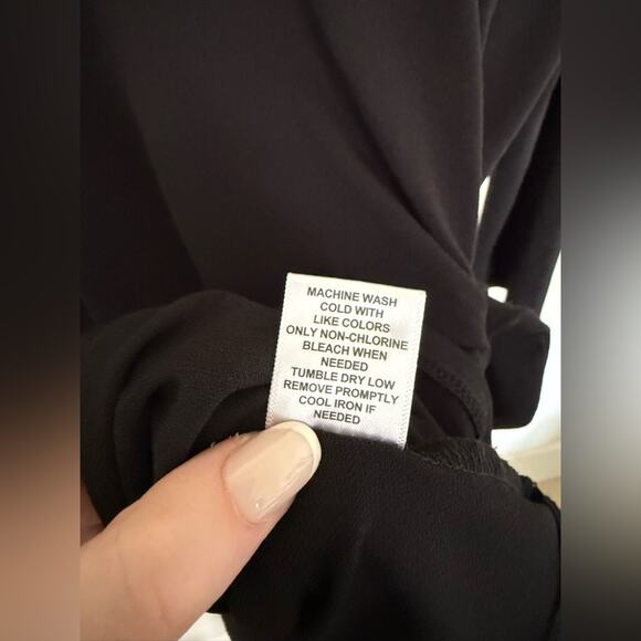 Elle Women’s Faux Wrap Blouse Top Black Size XL 3/4 Sleeves - Picture 6 of 7